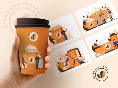Coffee Cup packaging for CitaRasa.Coffe branding coffee coffee cup coffee shop flat flat design flatdesign illustration