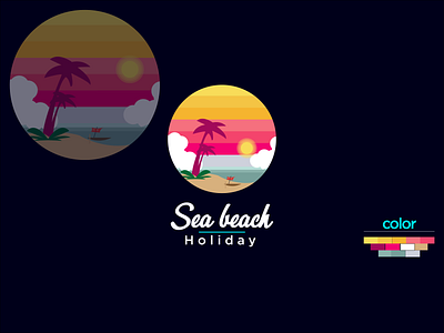 sea beach db 01 icon illustration logo ui vector