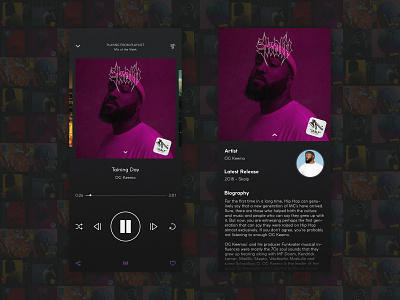 Daily UI: #009 Music Player app daily 100 daily ui dailyui hiphop mobile music music app music artist music player og keemo rap skalp ui ux