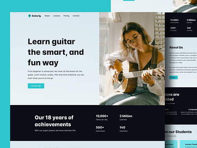 Guitarly - Landing Page guitar landing page modern music typography ui web design website website design