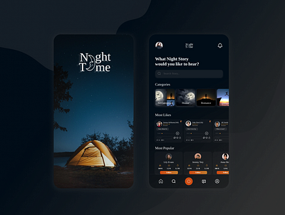 Night Time Mobile App Design UI app design figma graphic design illustration mobbile ui website