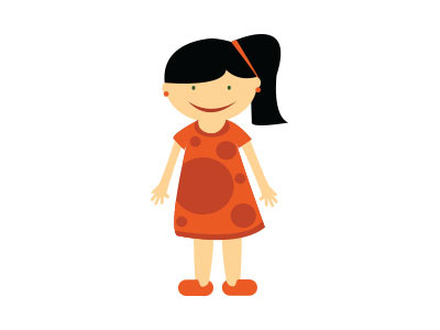 Little Girl dress girl illustration orange red