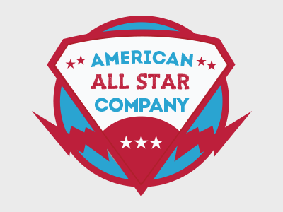 Final one - American All Star Company american blue flag lighting red stars superhero white