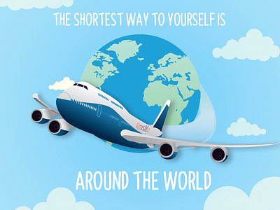 the shortest way to yourself is around the world globe plane travel world