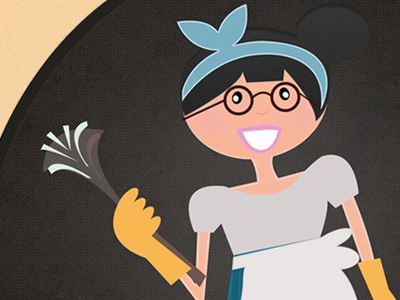 Close Up - Andrea's Cleaning Services blue cleaning service girl illustration maid texture yellow