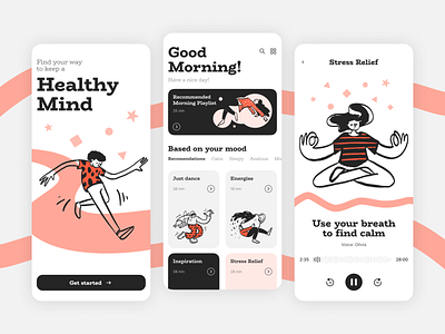 Meditation App Design app design design graphic design identity illustration ui uiux vector