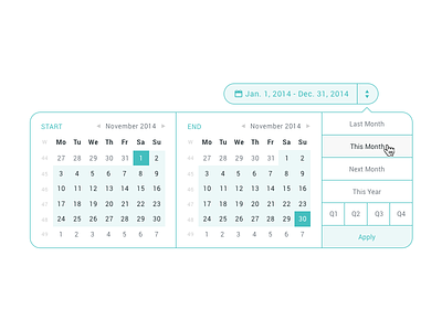 Date-Range Picker calendar dashboard date dropdown picker range ui