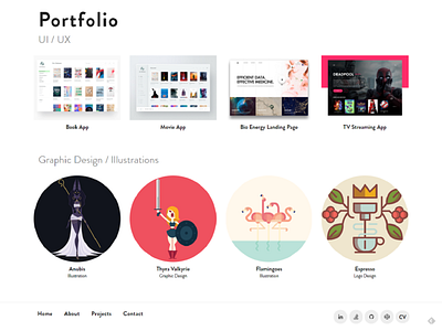 Portfolio and project app design flat minimal ui ux web website