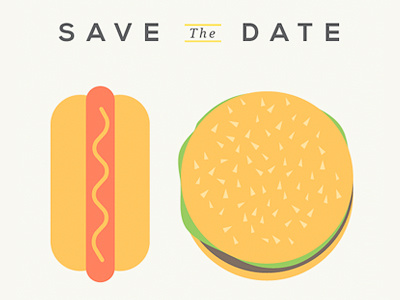 Save The Date bbq burger creamy beige hot dog illustration invite muted save the date summer