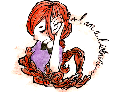I Am A Listener colorful cute illustration introvert watercolor
