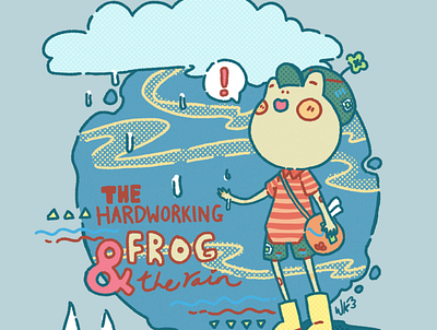 The Hardworking Frog clip studio paint colorful cute digital art illustration