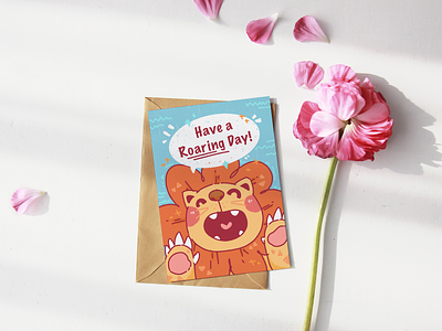 Have A Roaring Day Card Mockup card design colorful cute design digital art greeting card illustration procreate