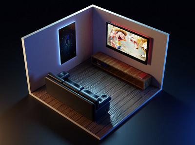 Living Room Low Poly 3d blender branding design livingroom lowpoly minimal polygonrunway