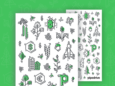 Pipedrive Pattern 2016 birch icons leaf line icons lineart pattern rocket tree