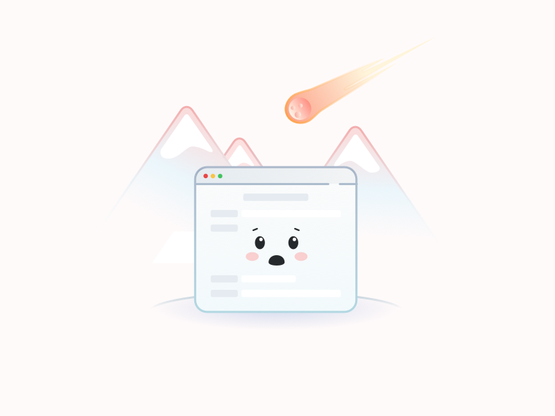Oh no! cute meteor comet mountains error state illustration error