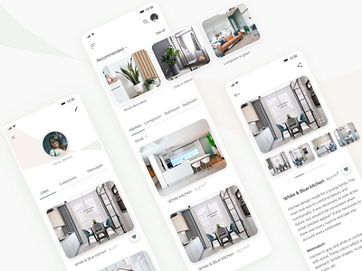 Interior design studio app app decor design flat gallery home interior minimal mobile mobile app profile room ui ux webdesign