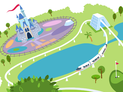 Walt Disney World map...Shag style illustration