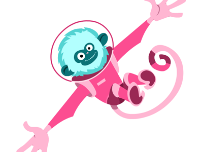 space monkey pink illustration