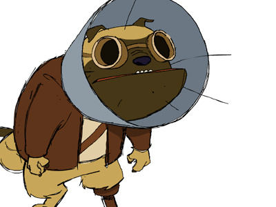 adventure pug character design illustration