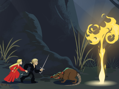 Princess Bride game: Fire Swamp teaser animation character design game illustration iphone