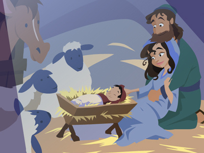 Nativity animation christmas illustration