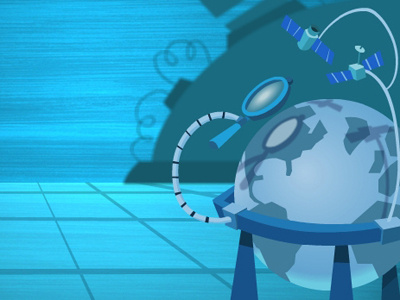 Globe lab animation illustration