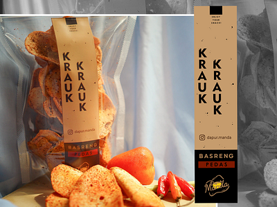 Krauk Krauk brown chips design food packaging packaging design snack sticker