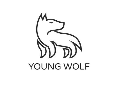 Young Wolf Logo animal brand design designs gray illustrator logo minimalist modern white wolf young