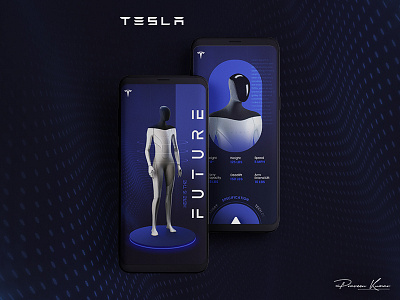 Tesla Humanoid App Design Concept 2021 andriod app appdesign branding elonmusk flat colors futuristic humanoid interface tesla ui ux webdesign