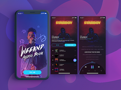 Weeknd Audiobook 2018 audio player minimalist music album music app music art player starboy ui vibrant colors weeknd