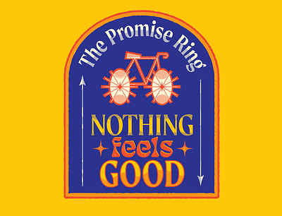 The Promise Ring - Nothing Feels Good album cover bike design emo flat halftones illustration midcentury music patch typogaphy wales