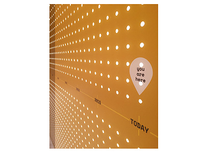 Before - IBM Design at the AIGA national conference enviormental graphic design graph interactive signage timeline