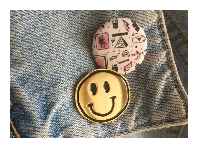 Afterhours show pin poster show atx smiley face enamel pin