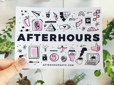 Afterhours show Postcard doodles postcard poster show
