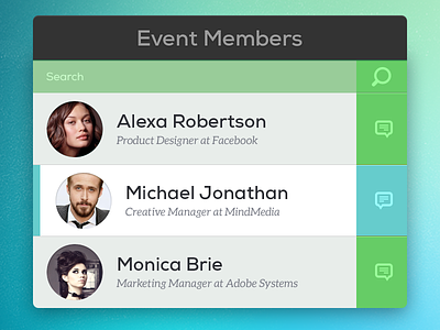 Event Members interface members ui user user interface