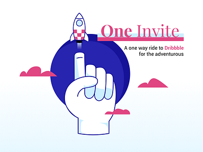 1 Dribbble invite dribbble hand illustration invite launch ride rocket ticket