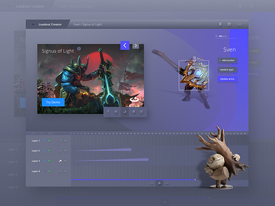 Dota Loadout Creator dark dashboard design dota esports game purple steam studio ui ux