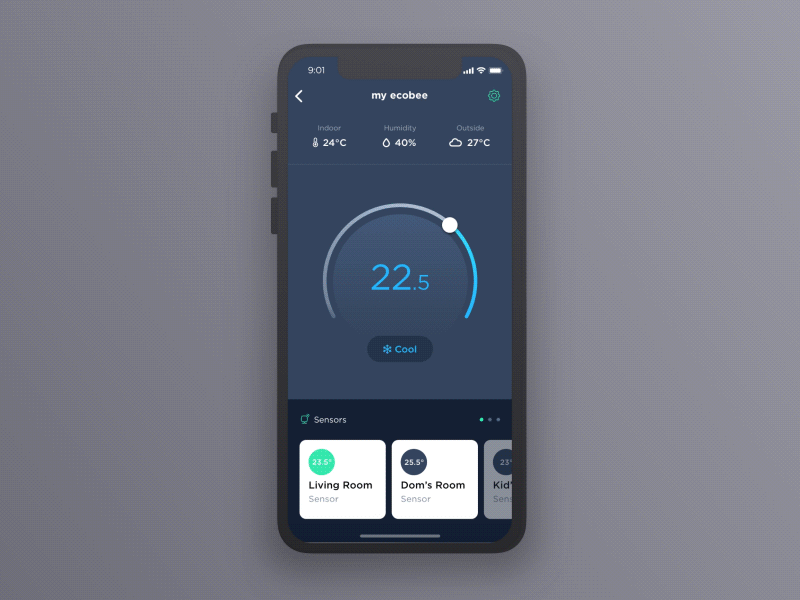 ecobee thermostat concept animation ecobee home interaction iphone mobile schedule smart temperature thermostat ui ux
