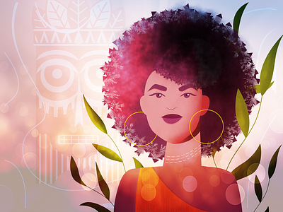 Women! 2d african afro ai artifacts character character design design ethnicity freelance illustrator girl graphic illustration illustrator leaves light shade style vector warm