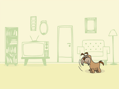 Living Room ai cabinate character dog door illustration lamp layout room sad vector
