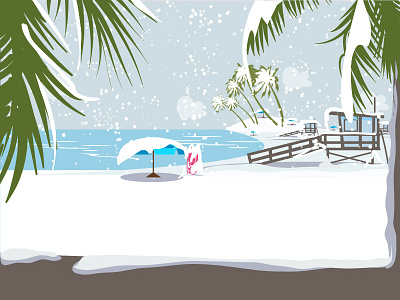 Snow ai background beach flat landscape layout nature painting sea snow vector winter