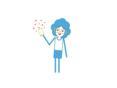 yay!! blue character character design design female flat green hearts illustration illustrator line vector