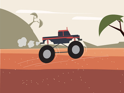 Off-road racing..... flat game illustration landscape mountains racing road stylized vector vehicle