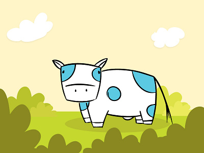 Moo....!!! character design. cow illustration trees vector