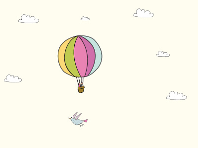 Up In The Sky ........... air balloon bird hand drawn illustration illustrator line organic simple sketch sky vector