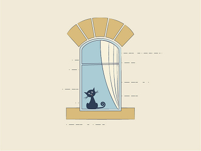 Window.. cat flat illustration illustrator vector