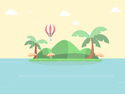 Vacation.... ai flat fun graphic illustration island landscape layout relax trees vector water