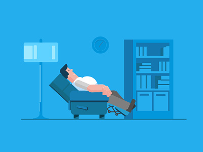 Relax......... 2d blue calm chair chill graphic illustration illustrator monochomatic recliner relax rest room sleep vector