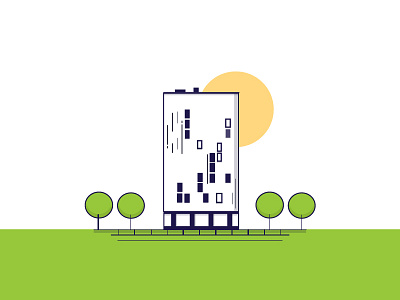 Building! apartment building graphic green illustration office open space sun trees vector work workplace