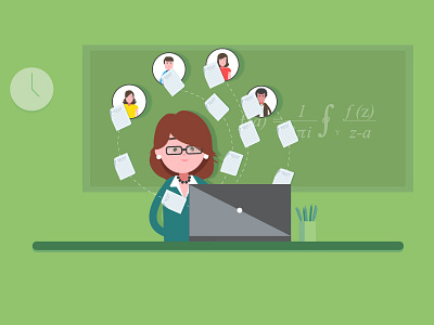 Teacher.. character design classroom exercises female illustrator math students teacher tests vector